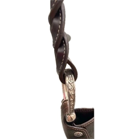 Brighton Hobo Shoulder Tote Bag in Croc Embossed Chocolate Brown Leather - Picture 8 of 12